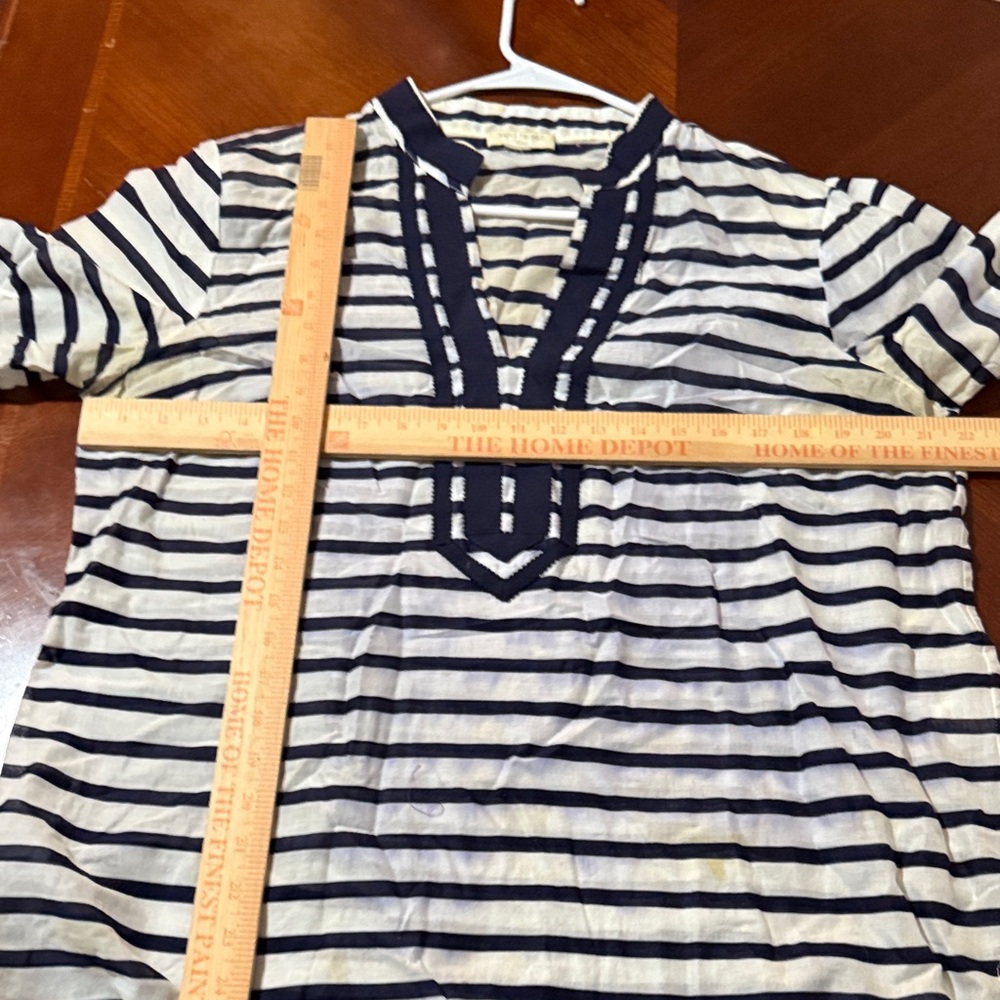 Saint Tropez West Navy and Cream Striped Top Sz L - Picture 10 of 10